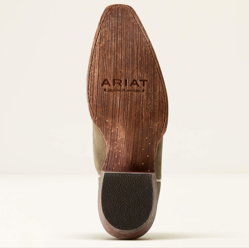 ARIAT Olive Suede Cowboy Boots Size 9.5 Jukebox X Toe - Picture 11 of 14
